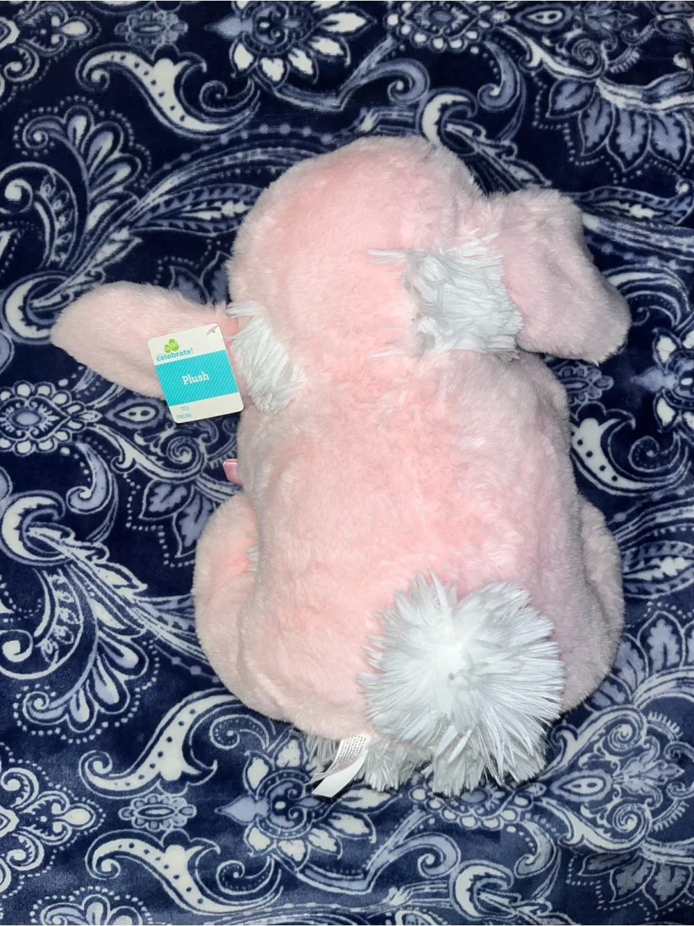 Pink Bunny Plush Toy with Satin Bow - 2026 Embroidered